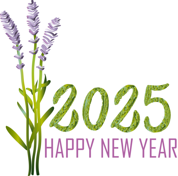 Transparent New Year Plant stem Flower Grasses for Happy New Year 2025 for New Year
