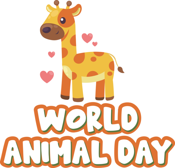 Transparent World Animal Day Giraffe Logo Cartoon for Animal Day for World Animal Day