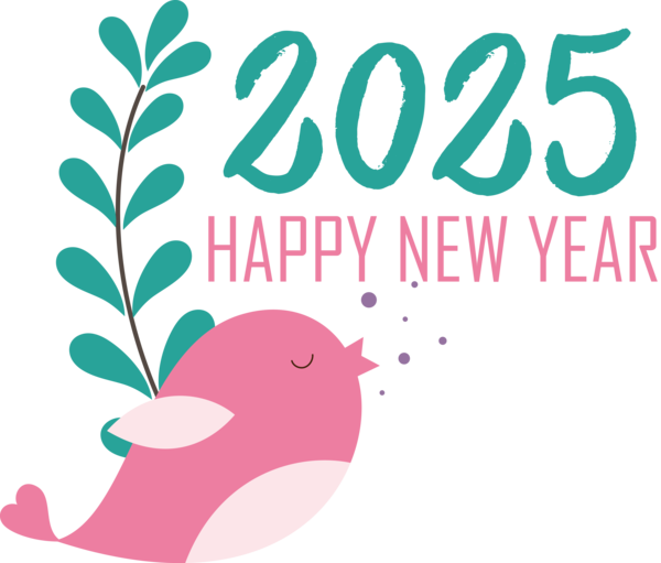 Transparent New Year Leaf Logo Text for Happy New Year 2025 for New Year