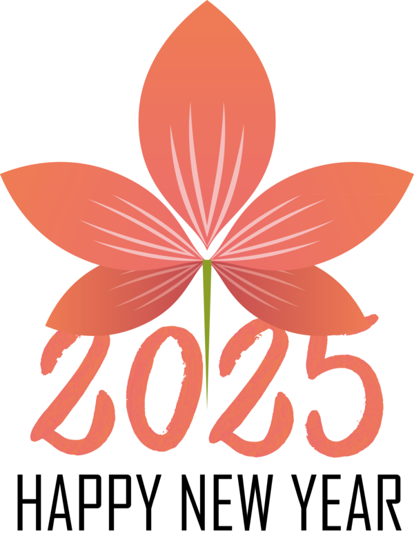 Transparent New Year Flower Leaf Logo for Happy New Year 2025 for New Year