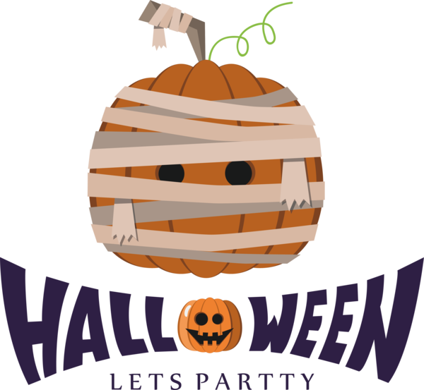 Transparent Halloween Jack-o'-lantern Logo Design for Happy Halloween for Halloween