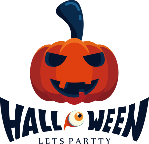 Transparent Halloween Pumpkin Logo Text for Happy Halloween for Halloween