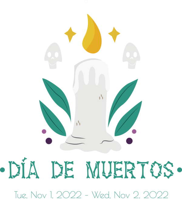 Transparent Day of the Dead Logo Leaf Design for Día de Muertos for Day Of The Dead