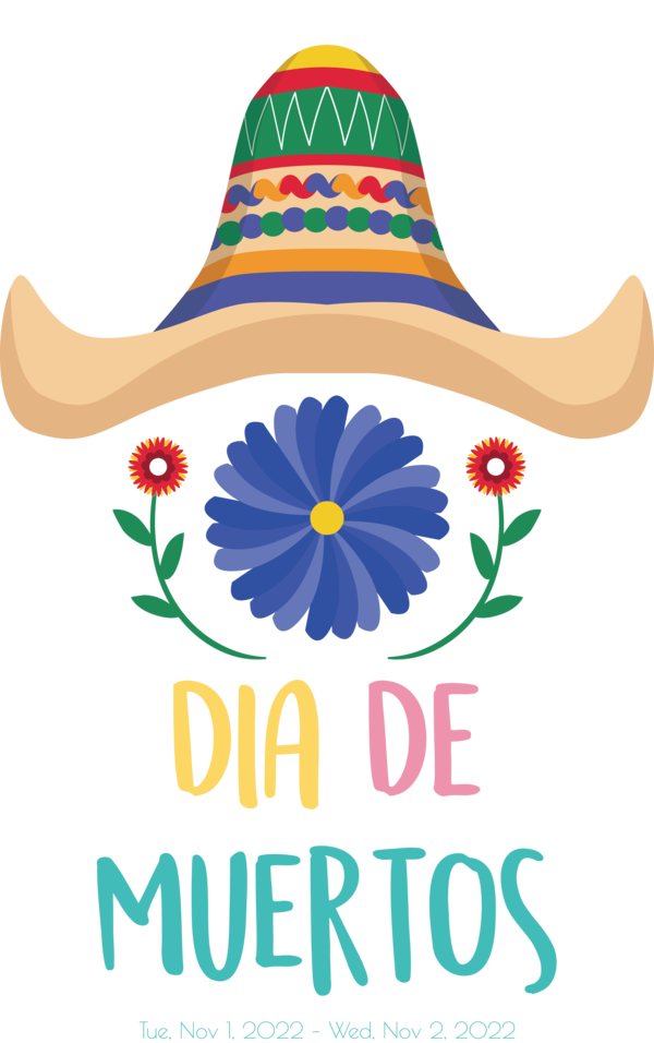 Transparent Day of the Dead Design Text Logo for Día de Muertos for Day Of The Dead