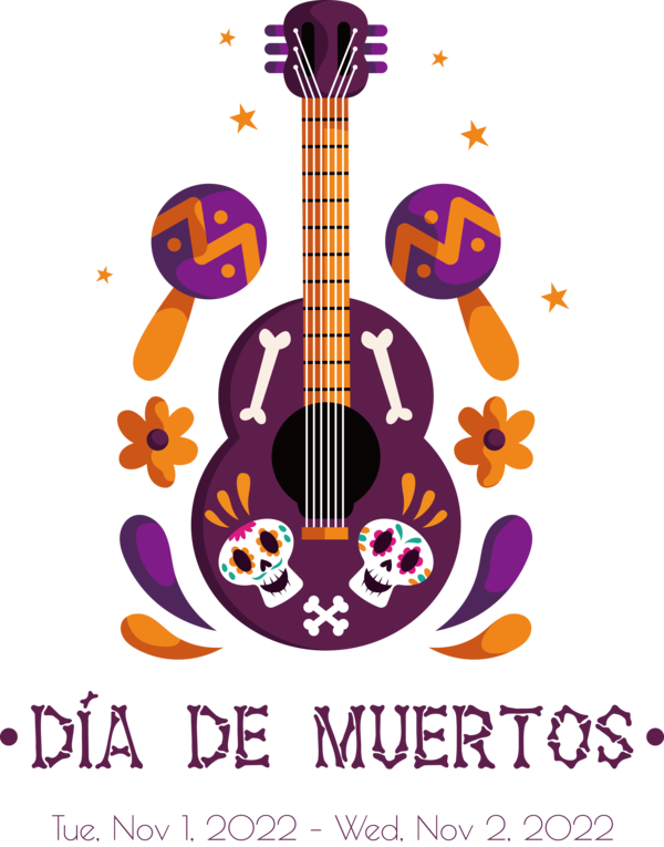 Transparent Day of the Dead Guitar Acoustic Guitar Electric Guitar for Día de Muertos for Day Of The Dead