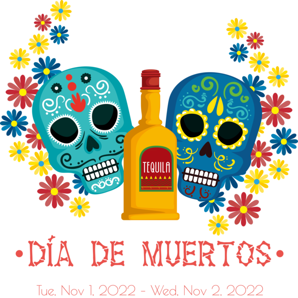 Transparent Day of the Dead Day of the Dead Drawing Typography for Día de Muertos for Day Of The Dead