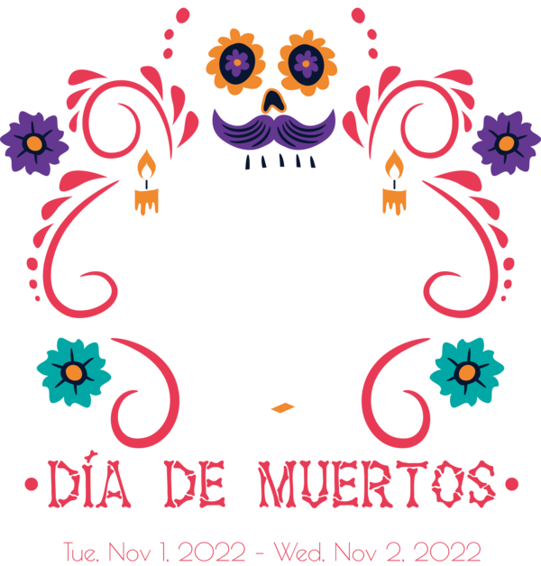Transparent Day of the Dead Drawing Design Dia de los Muertos for Día de Muertos for Day Of The Dead