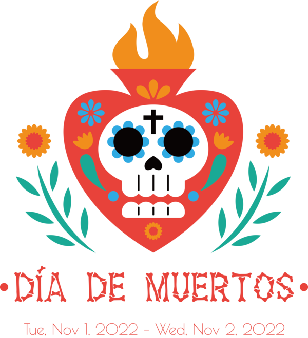 Transparent Day of the Dead Flower Design Drawing for Día de Muertos for Day Of The Dead