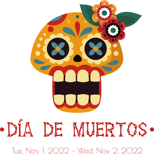 Transparent Day of the Dead Flower Text Font for Día de Muertos for Day Of The Dead