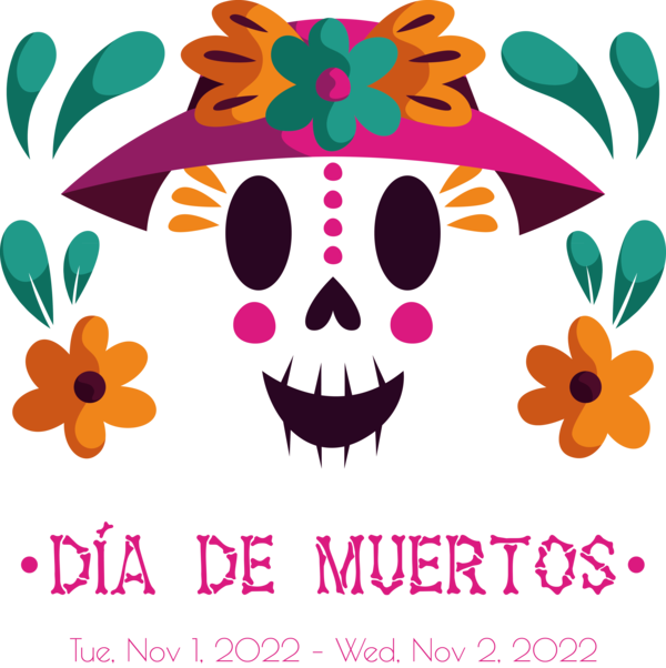 Transparent Day of the Dead Design Floral design for Día de Muertos for Day Of The Dead