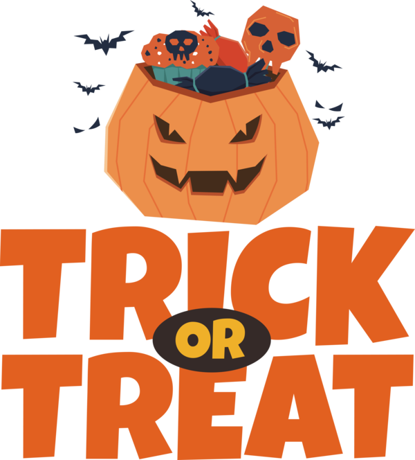 Transparent Halloween Jack-o'-lantern Cartoon Line for Trick Or Treat for Halloween