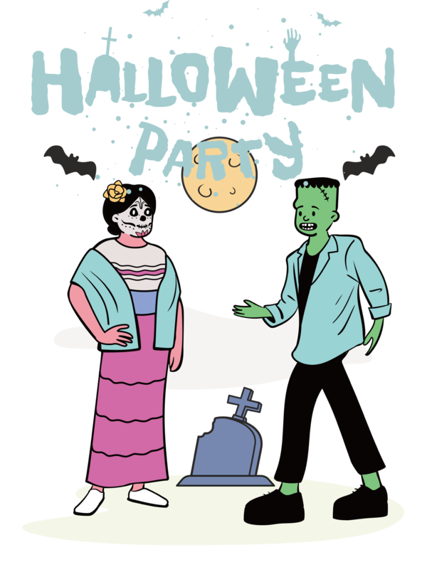 Transparent Halloween Human Cartoon Text for Halloween Party for Halloween