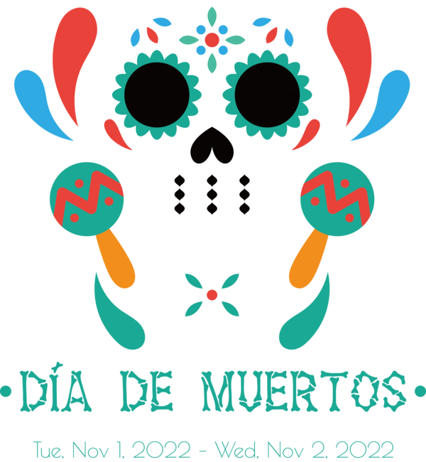 Transparent Day of the Dead Design Logo for Día de Muertos for Day Of The Dead