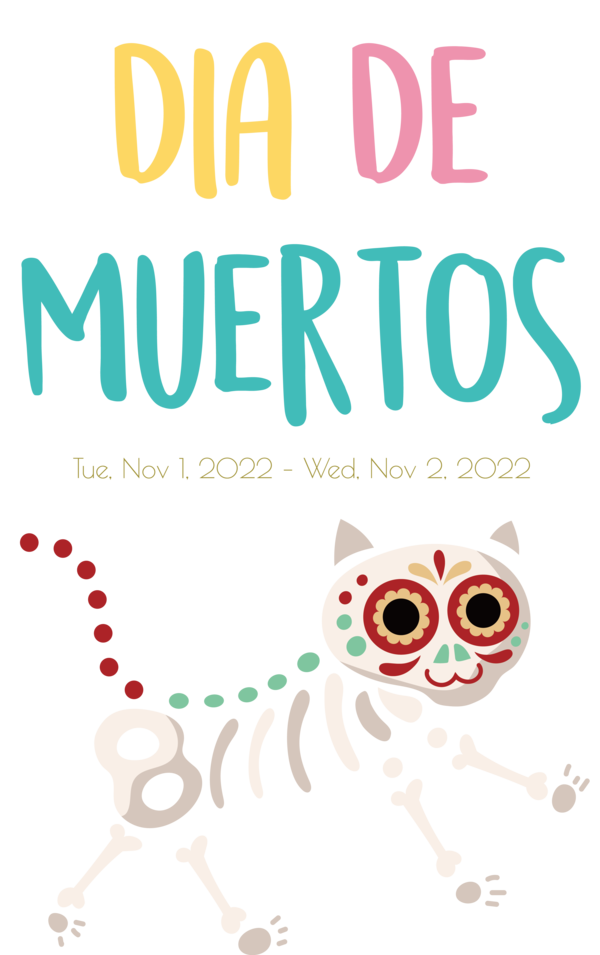 Transparent Day of the Dead Cartoon Design Line for Día de Muertos for Day Of The Dead