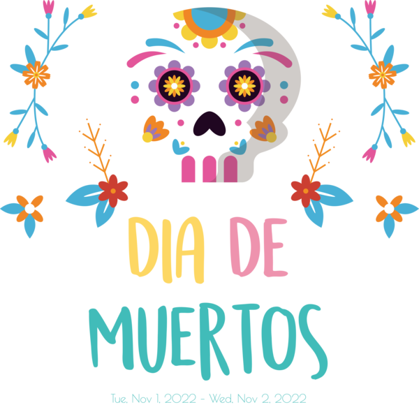 Transparent Day of the Dead Flower Drawing Logo for Día de Muertos for Day Of The Dead