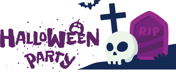 Transparent Halloween Logo Violet Cartoon for Halloween Party for Halloween