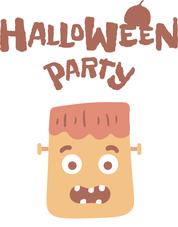Transparent Halloween Cartoon Head Text for Halloween Party for Halloween