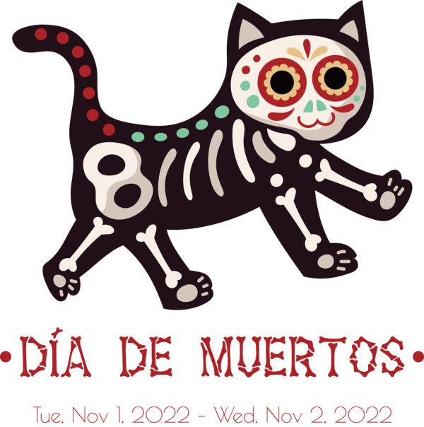 Transparent Day of the Dead Cat Dog Puppy for Día de Muertos for Day Of The Dead