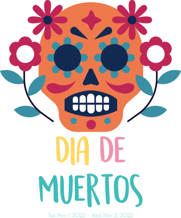 Transparent Day of the Dead Flower Design Vector for Día de Muertos for Day Of The Dead