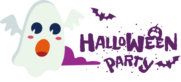 Transparent Halloween Logo Cartoon Violet for Halloween Party for Halloween