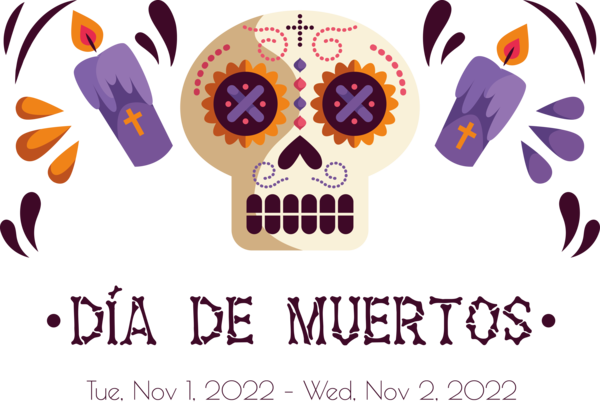 Transparent Day of the Dead Design Logo Light for Día de Muertos for Day Of The Dead