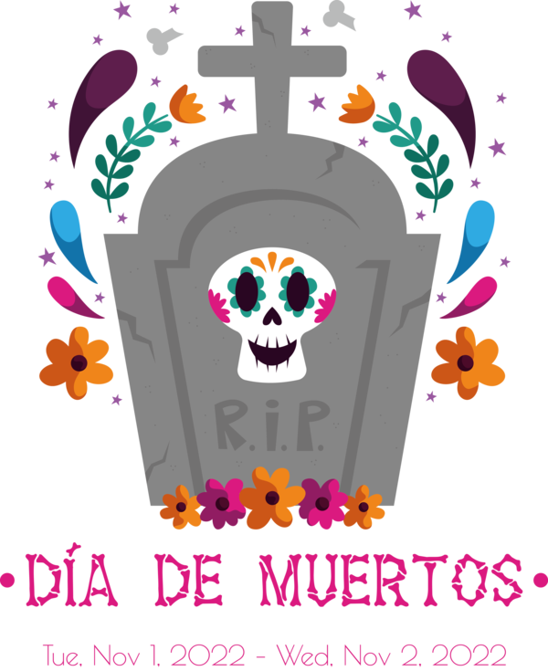 Transparent Day of the Dead Design Flower Logo for Día de Muertos for Day Of The Dead