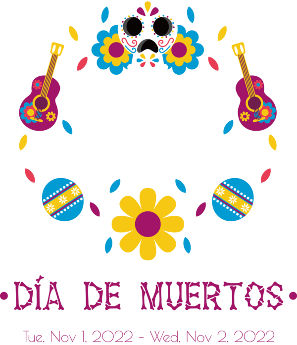 Transparent Day of the Dead Design  Drawing for Día de Muertos for Day Of The Dead