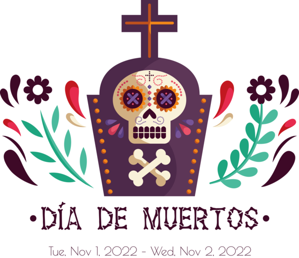 Transparent Day of the Dead Logo Design Flower for Día de Muertos for Day Of The Dead