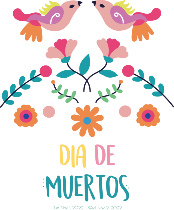 Transparent Day of the Dead Floral design Design Flat design for Día de Muertos for Day Of The Dead