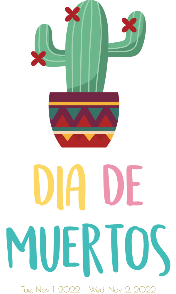 Transparent Day of the Dead Logo Plant Green for Día de Muertos for Day Of The Dead