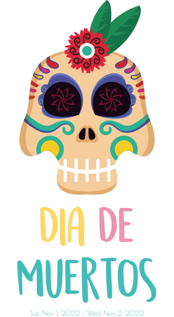 Transparent Day of the Dead Drawing Flower Design for Día de Muertos for Day Of The Dead