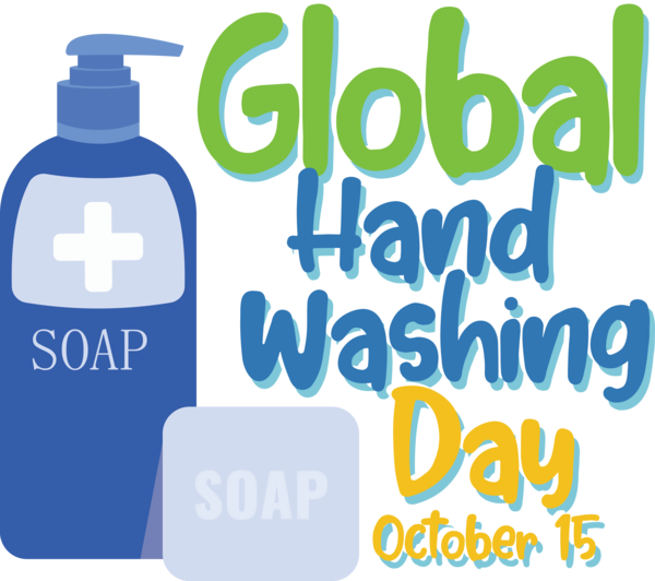 Transparent Global Handwashing Day Water Text Logo for Hand washing for Global Handwashing Day