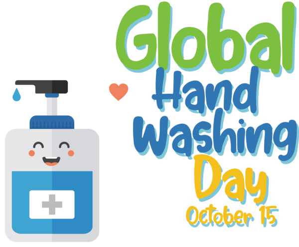 Transparent Global Handwashing Day Logo Design Text for Hand washing for Global Handwashing Day