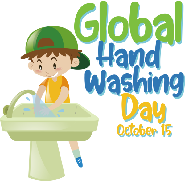 Transparent Global Handwashing Day Human Cartoon Logo for Hand washing for Global Handwashing Day