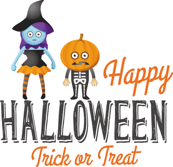 Transparent Halloween Logo Cartoon Text for Happy Halloween for Halloween