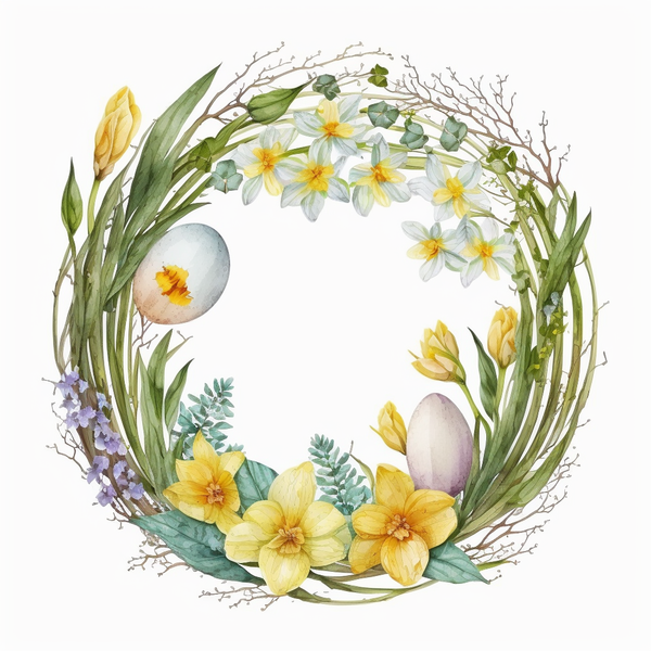 Transparent Easter Easter Egg Watercolor Circle wreath for Easter Egg for Easter