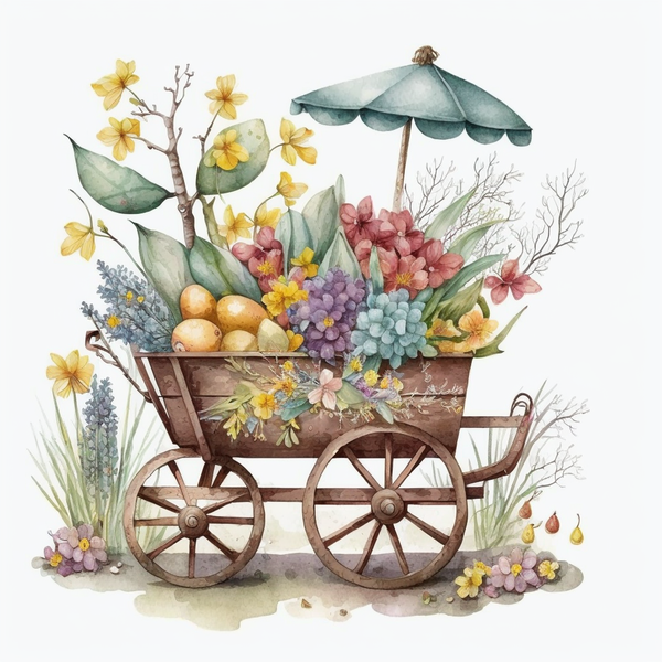 Transparent Easter Easter Egg Watercolor Garden cart for Easter Egg for Easter