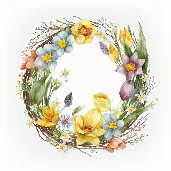 Transparent Easter Easter Egg Watercolor Circle wreath for Easter Egg for Easter