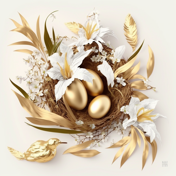 Transparent Easter Easter Egg Golden Easter Egg Nest for Easter Egg for Easter