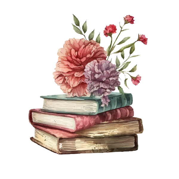 Transparent Mother's Day Mother's Day Watercolor Carnations Stack of Books for Carnations for Mothers Day