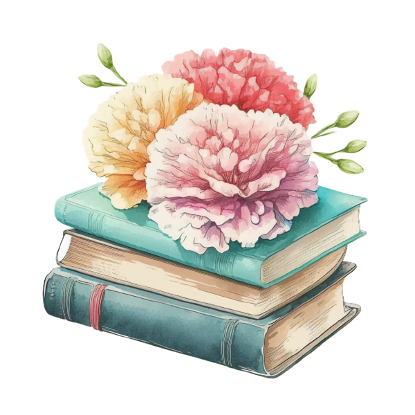 Transparent Mother's Day Mother's Day Watercolor Carnations Stack of Books for Carnations for Mothers Day