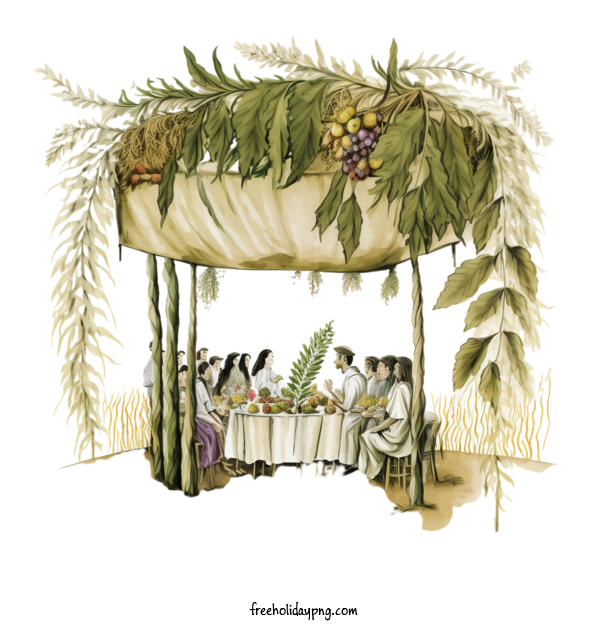 Transparent Sukkot Sukkot a dining table with people sitting at it a vase of flowers on the table for Happy Sukkot for Sukkot