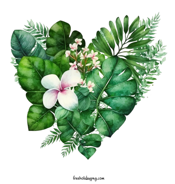 Transparent World Heart Day Floral Heart Watercolor tropical for Floral Heart for World Heart Day