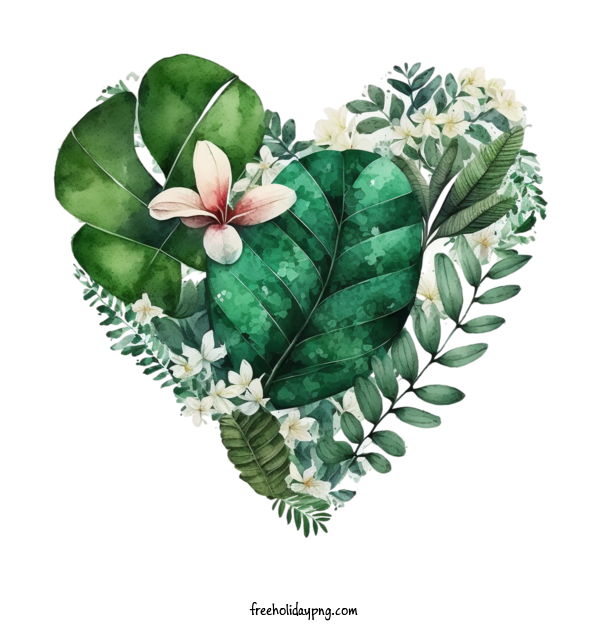 Transparent World Heart Day Floral Heart tropical green for Floral Heart for World Heart Day