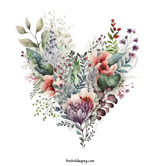 Transparent World Heart Day Floral Heart floral watercolor for Floral Heart for World Heart Day