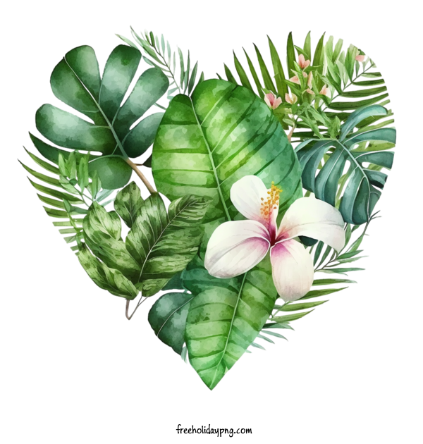 Transparent World Heart Day Floral Heart watercolor tropical for Floral Heart for World Heart Day