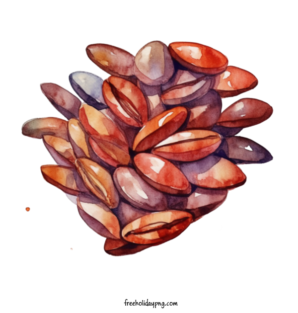 Transparent Coffee Day Coffee Beans watercolor shells for Coffee Beans for Coffee Day