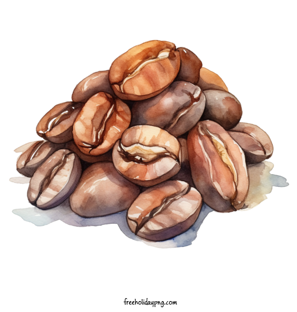 Transparent Coffee Day Coffee Beans Coffee beans watercolor illustration for Coffee Beans for Coffee Day