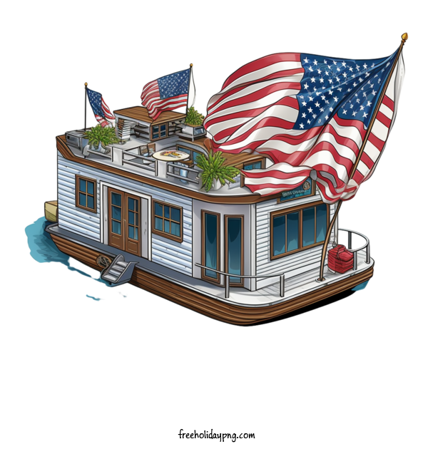 Transparent US Independence Day 4th Of July houseboat american flag for 4th Of July for Us Independence Day