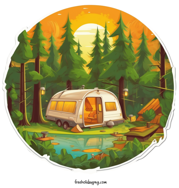 Transparent Summer Day Summer Camp camping trailer for Summer Camp for Summer Day